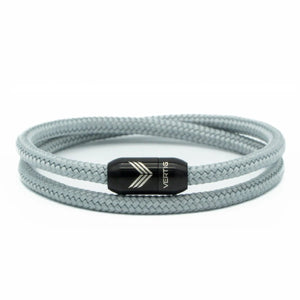 Vertig Magnetic Nautical Paracord Bracelet Grey. Full view showcasing its sleek, versatile color.