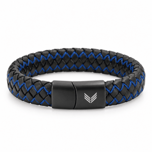 Vertig Magnetic Leather Bracelet Black Blue