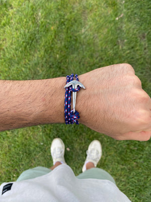 Paracord Bracelet Marine Wrap Blue White