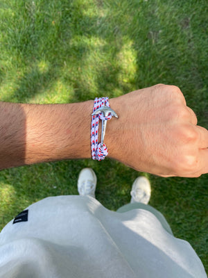 Paracord Bracelet Marine Wrap White Red