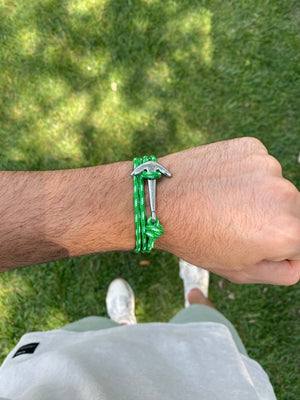 Paracord Bracelet Marine Wrap Green White