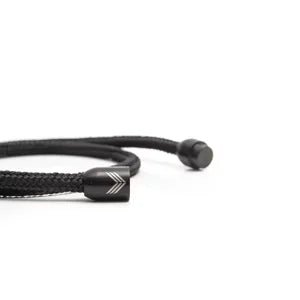 Vertig Magnetic Nautical Paracord Bracelet Black unclasped. High-quality black rope and clasp.