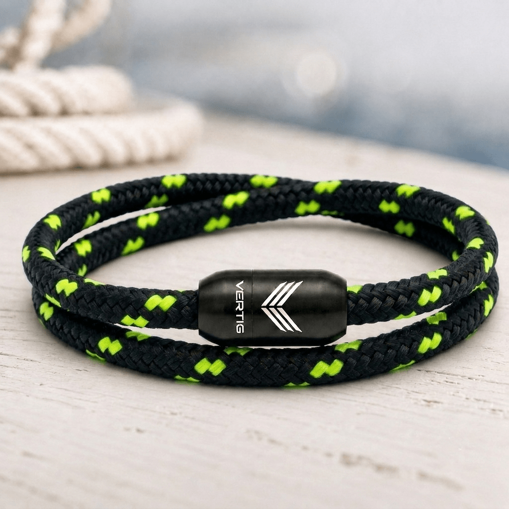 Paracord Bracelet Magnetic Black Neon