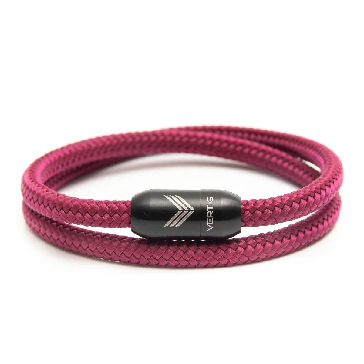 Vertig Magnetic Nautical Paracord Bracelet Burgundy. Full view showcasing its rich, deep color.