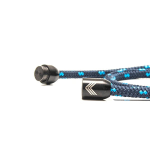 Vertig Magnetic Nautical Paracord Bracelet Dark Blue unclasped. High-quality dark blue rope and clasp.