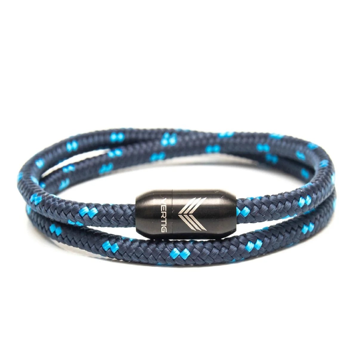 Vertig Magnetic Nautical Paracord Bracelet Dark Blue. Full view. Durable nautical rope for active lifestyles.