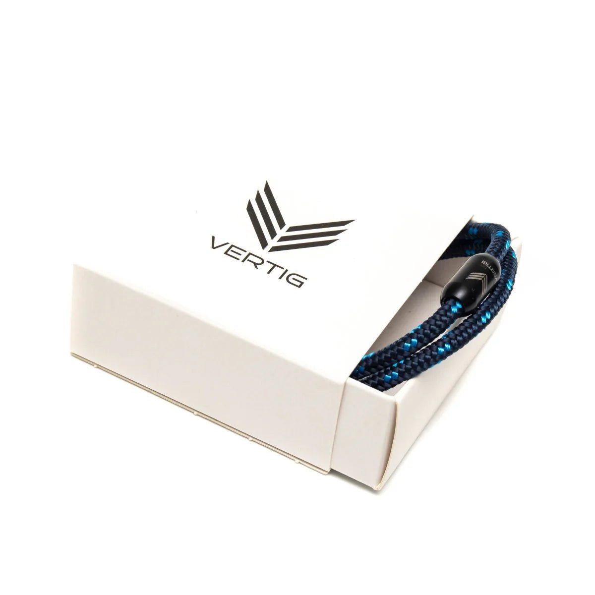  Vertig Magnetic Nautical Paracord Bracelet Dark Blue in a branded gift box. Ideal for gifting.