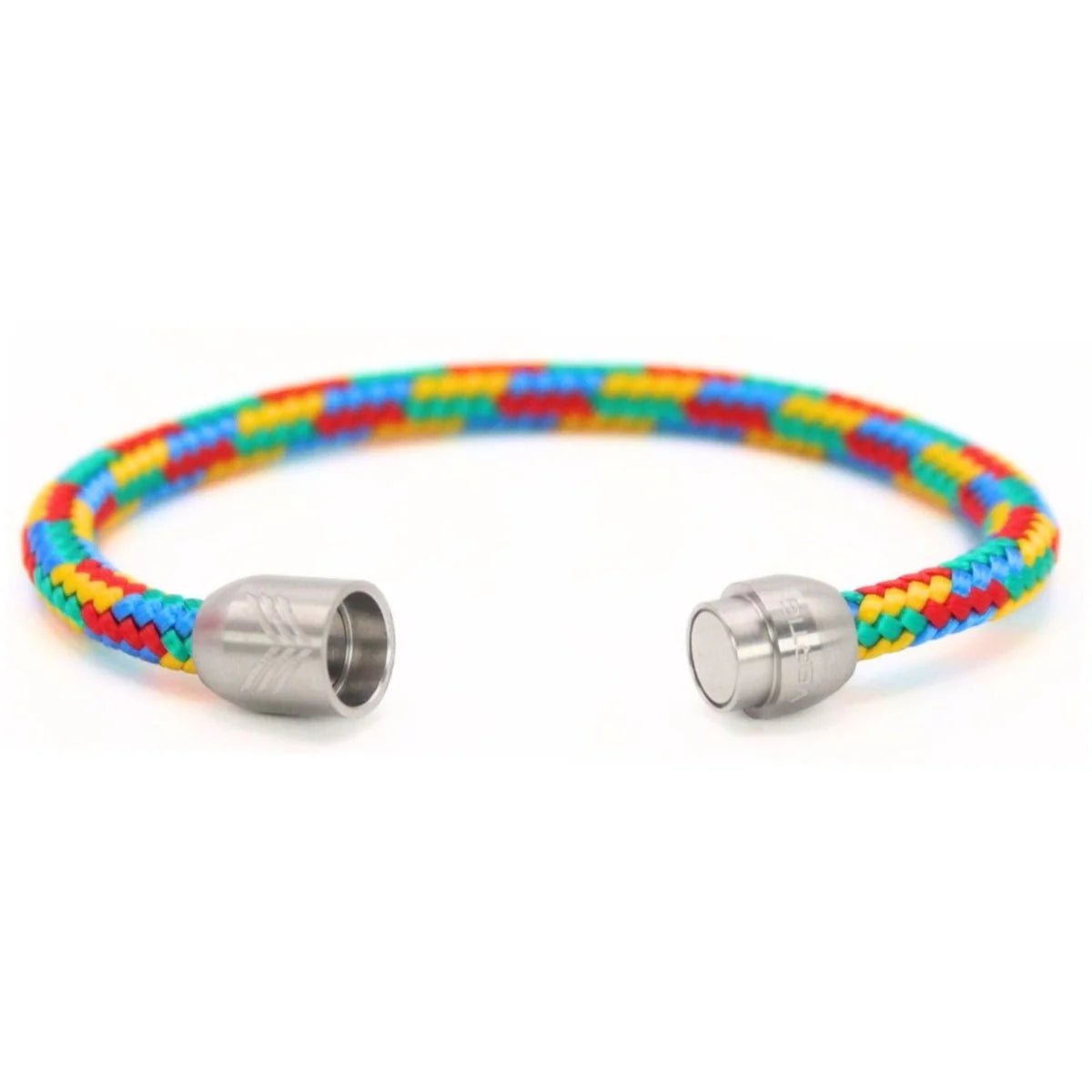 Vertig Magnetic Nautical Paracord Bracelet Multicolor (Slim) unclasped. Reveals the delicate weave of the slim paracord and secure magnetic closure.