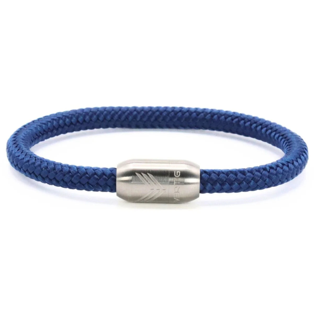 Vertig Magnetic Nautical Paracord Bracelet Navy Blue (Slim). Full view showcasing its deep, classic hue.