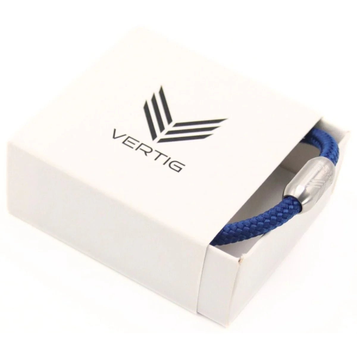 Vertig Magnetic Nautical Paracord Bracelet Navy Blue (Slim) in a branded gift box. Thoughtful present for navy lovers.