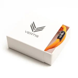 Vertig Magnetic Nautical Paracord Bracelet Orange in a branded gift box. Thoughtful present for lively spirits.
