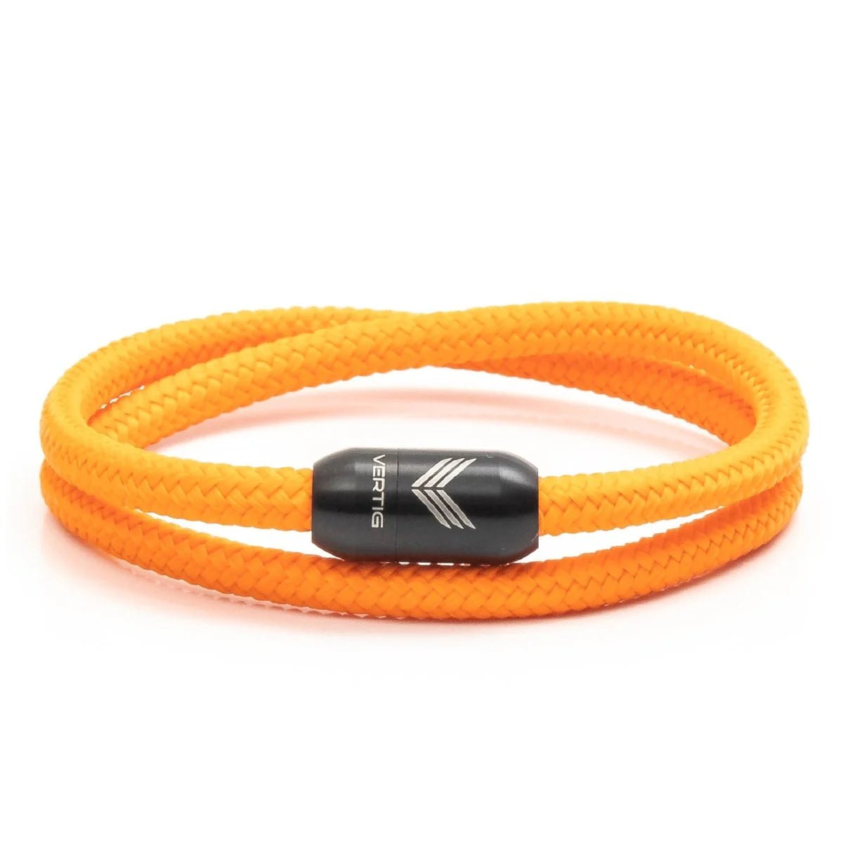 Vertig Magnetic Nautical Paracord Bracelet Orange. Full view showcasing its bright, energetic color.