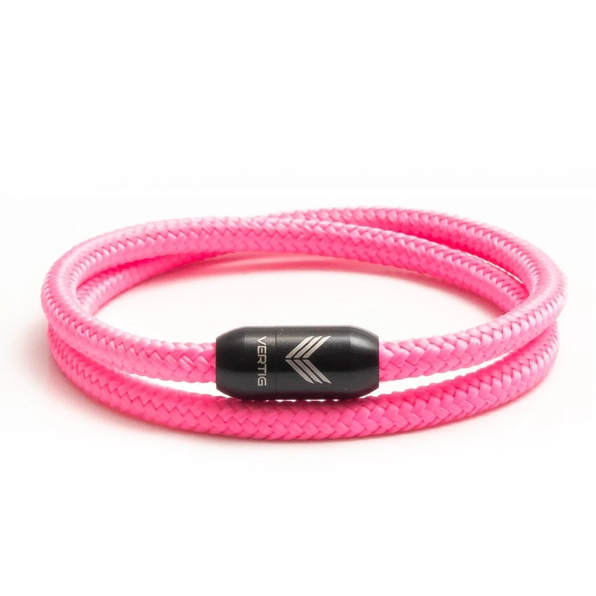 Vertig Magnetic Nautical Paracord Bracelet Pink. Full view showcasing its charming, soft hue.