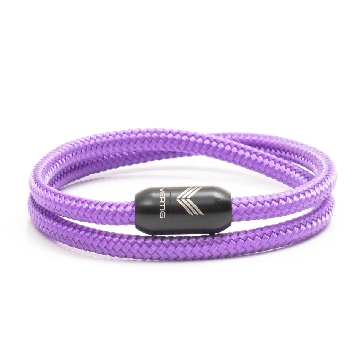 Vertig Magnetic Nautical Paracord Bracelet Purple. Full view showcasing its rich, deep hue.