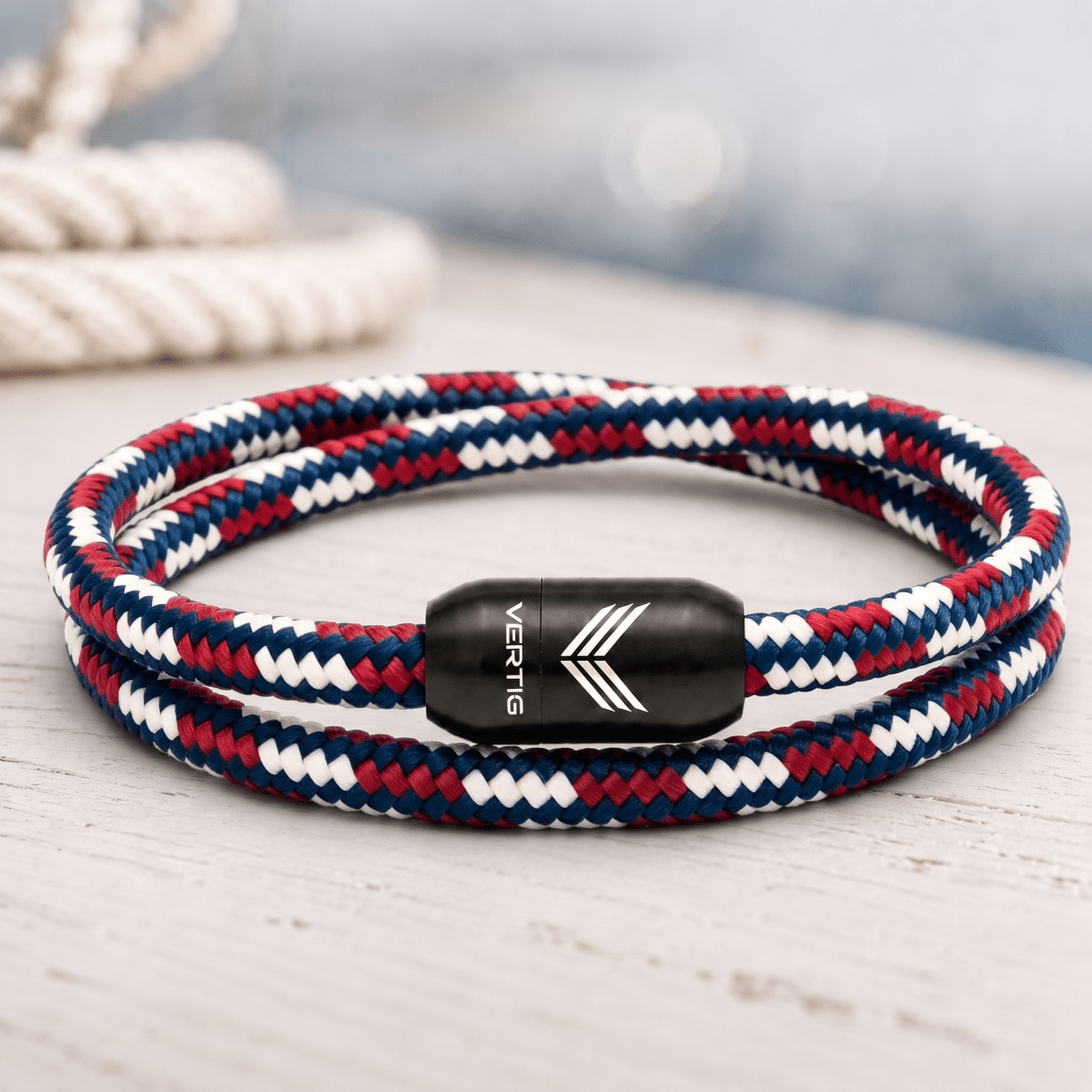 Paracord Bracelet Magnetic Red White