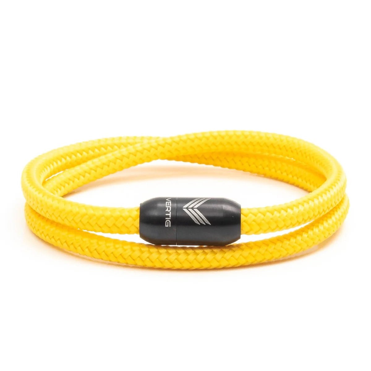 Vertig Magnetic Nautical Paracord Bracelet Yellow. Full view. Durable nautical rope for active lifestyles.