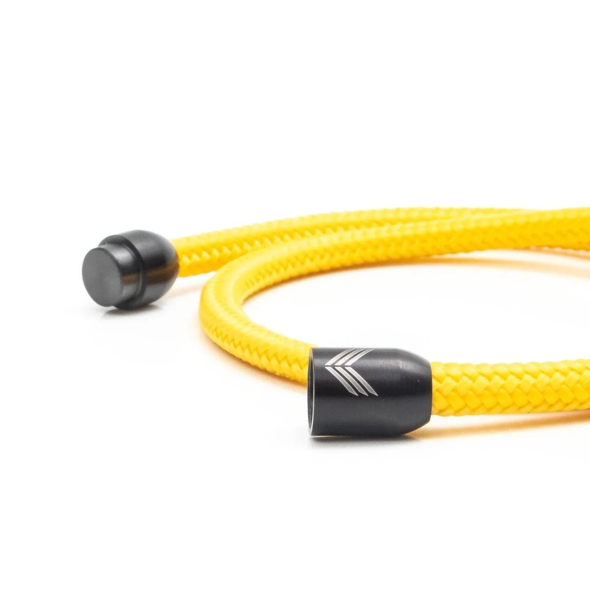 Vertig Magnetic Nautical Paracord Bracelet Yellow unclasped. High-quality yellow rope, strong magnetic closure.