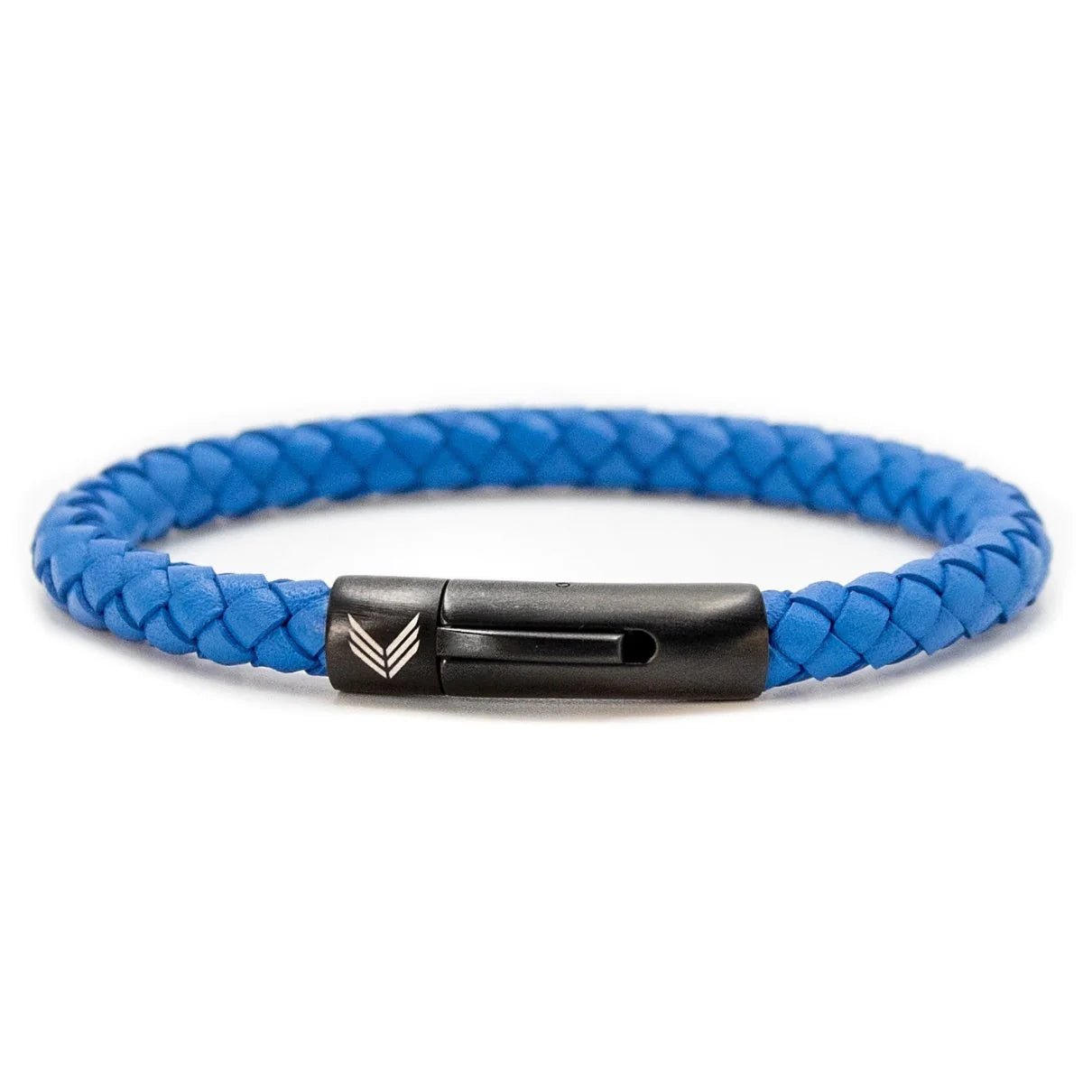 Vertig Leather Bracelet Blue. Full view showcasing its sleek, premium blue leather and refined design.