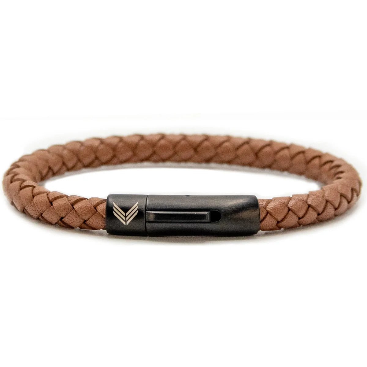 Vertig Magnetic Wide Leather Bracelet Brown. Full view highlighting its rich, earthy brown leather and robust magnetic clasp.