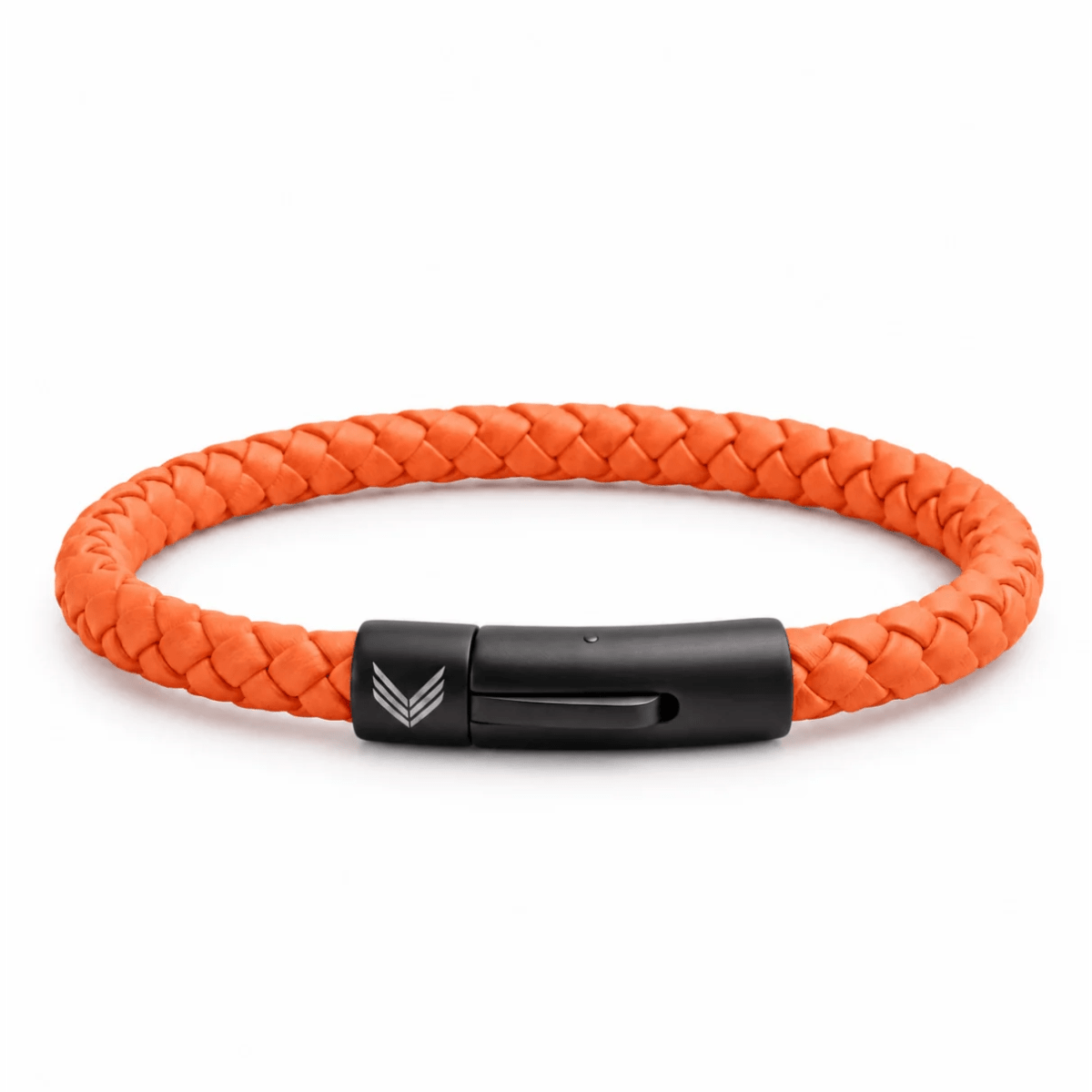 Handmade leather bracelet in orange by Vertig