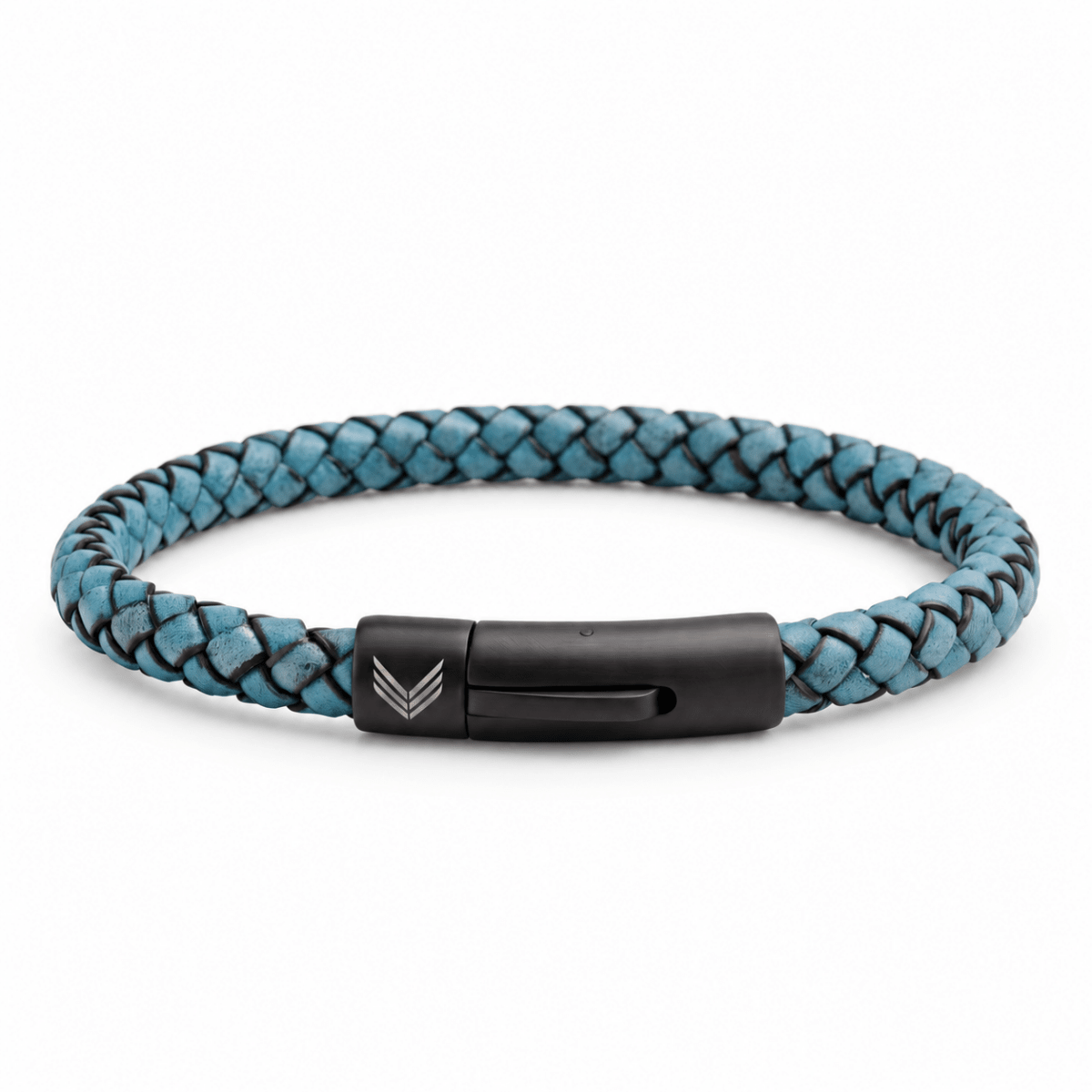 Handmade leather bracelet in vintage blue by Vertig