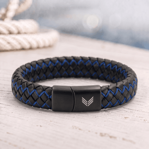 Vertig Magnetic Leather Bracelet Black Blue