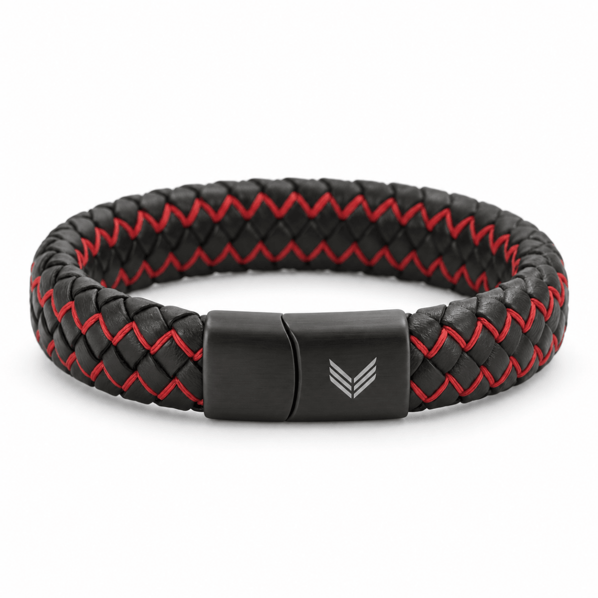Vertig Magnetic Leather Bracelet Black Red