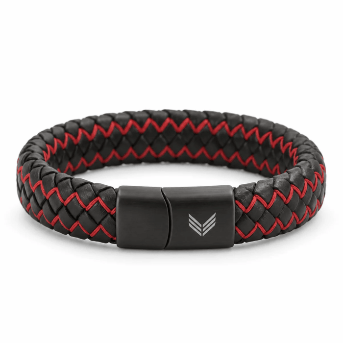 Vertig Magnetic Leather Bracelet Black Red