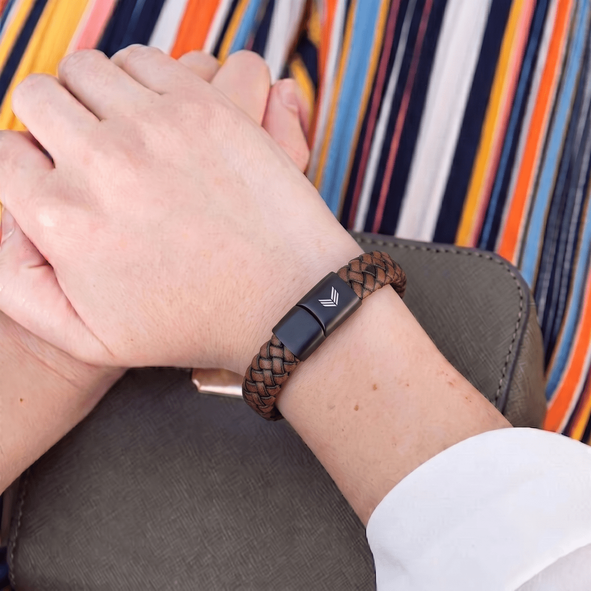 Vertig Magnetic Leather Bracelet Brown