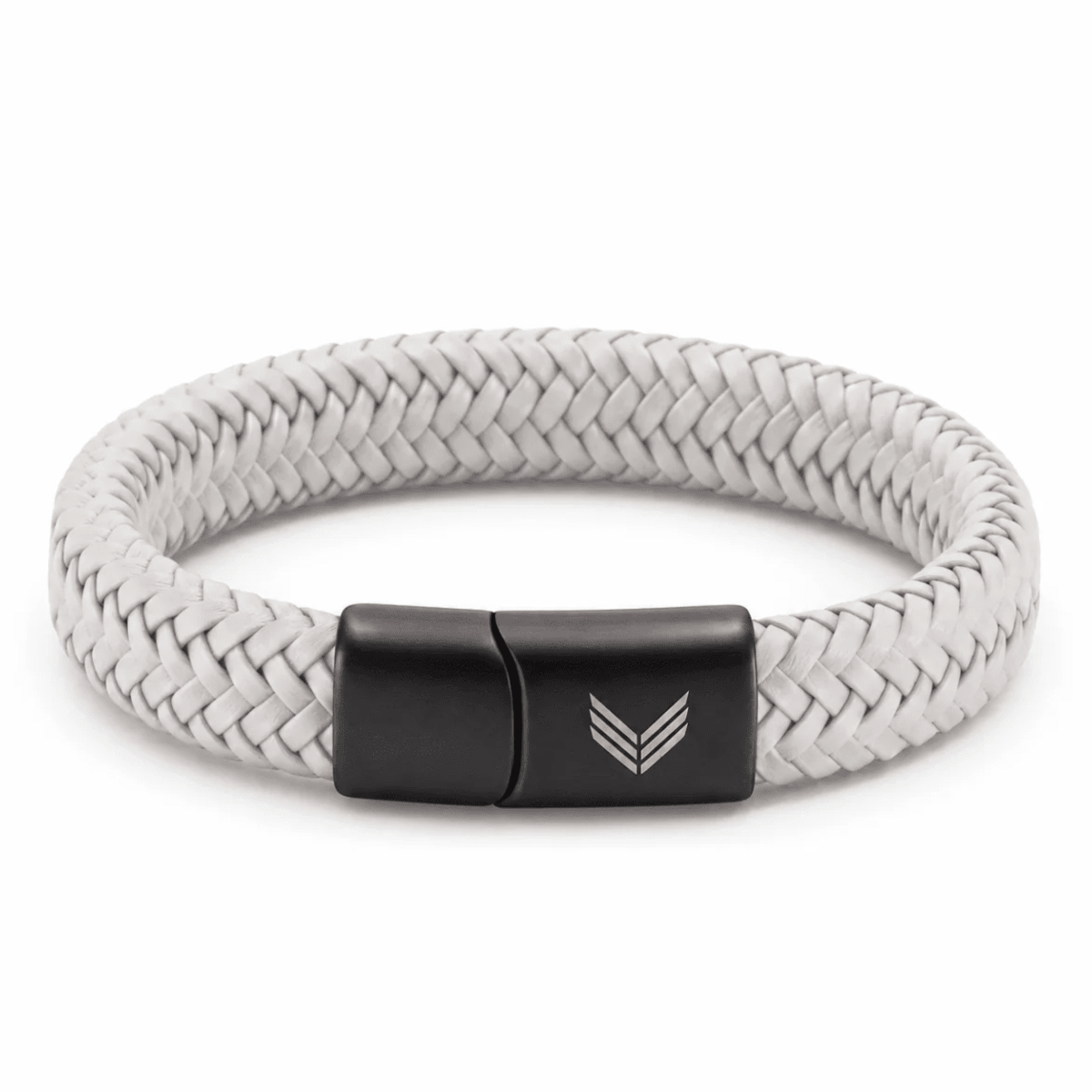 Handmade wide leather bracelet in grey with magnetic clasp by Vertig