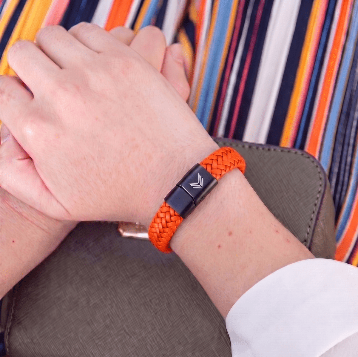 Vertig Magnetic Leather Bracelet Orange