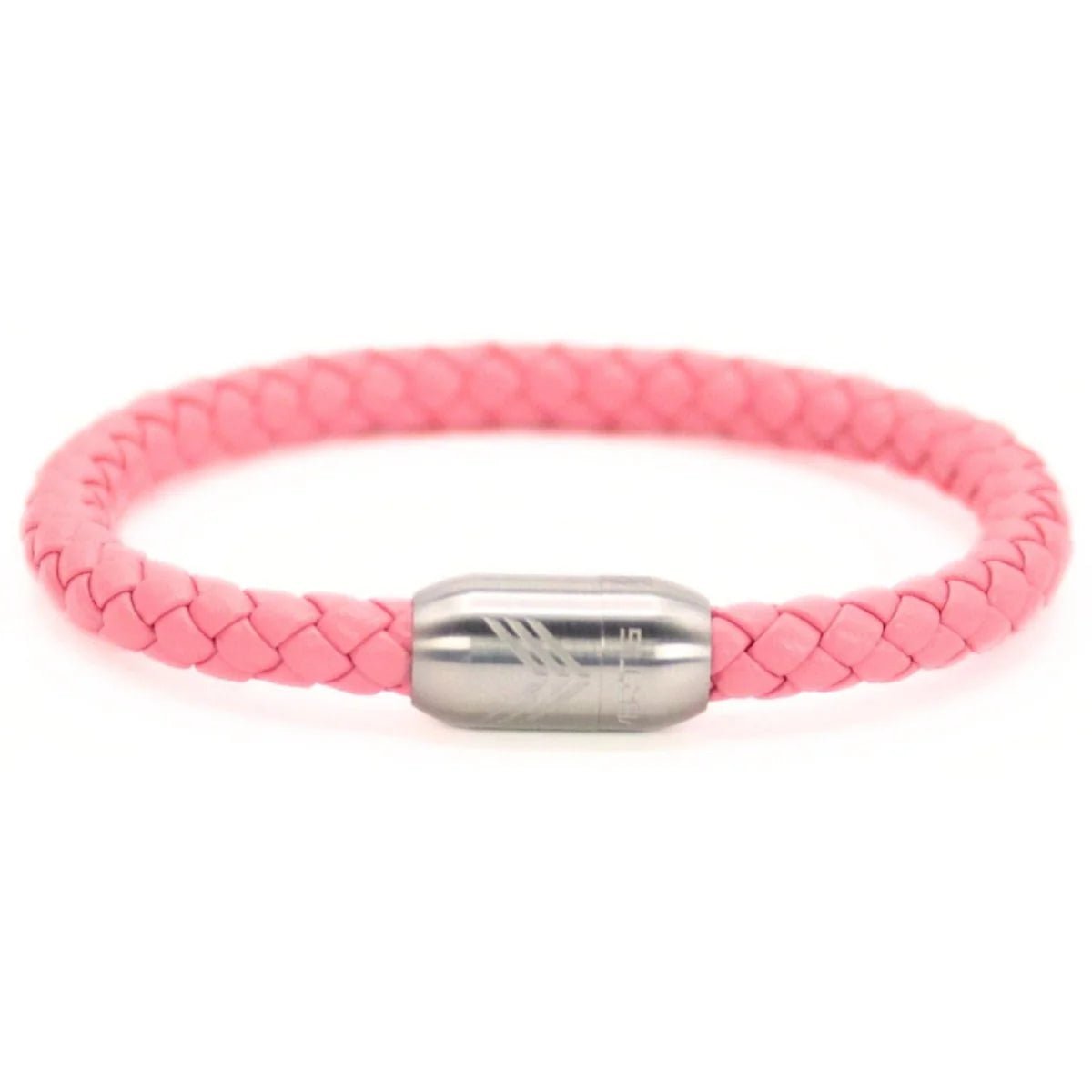 Vertig Magnetic Leather Bracelet Pink (Slim). Full view showcasing its elegant, soft pink leather design.